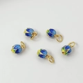 5-piece lotus bud enamel pendants with blue and yellow gradient in 18K gold finish - 18# Flower Bud Charm 11X7mm / 1 Piece