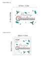 Merry Christmas self-adhesive PVC wall decal with holly leaves and layout size details - Merry Christmas Typography
