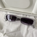 Rectangle cycling sunglasses with glittering silver rhinestone frame and dark lenses - Full Rhinestone Rectangular Gray