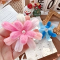 Handmade pink and white plush star hair accessory with pearl detail and fuzzy texture - Pink-White Fireworks Accessory / One Size