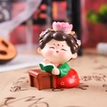 Traditional resin girl figurine reading a book in red and green ancient Chinese attire - 1056-1D Reading Large