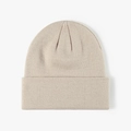 Minimalist double-layer knitted beige beanie hat for winter warmth with folded cuff design - 6-Seam Withered Yellow