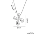 Silver puff cross pendant necklace in titanium steel with dimensions and 45cm chain length - Letter X (Silver)