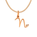 Rose gold letter N necklace with heart detail and snake chain for women - Letter N / Rose Gold