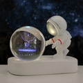 3D laser engraved crystal ball night light with deer design and astronaut figurine - Sphere / Deer Companion No Text (Multicolor Light)