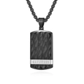 Collana uomo in titanio nero con ciondolo martellato e inserto in argento con diamanti - Stile 5 (Nero Martellato Barra d'Argento Diamante)