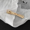 Golden hollow metal hair clip with polished alloy finish and double geometric structure - Gold Double Layer Hollow
