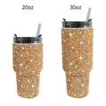 Gobelets isolés ornés de strass brillants en tailles 20oz et 30oz avec des pailles - Or Multicolore
