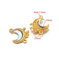 Golden moon charm with purple gradient enamel and dual loops for jewelry making - 19*21mm Gold Moon With Colorful Stone - Color 03