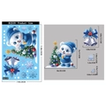 Blue Christmas static window clings featuring a cute polar bear, bells, and snowflakes - BQ539 Polar Bear & Tree