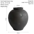 Minimalist vintage ceramic vase in dark gray rust frosted finish with round body - Large