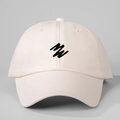 Hellrosa Baumwoll-Baseballkappe mit schwarzer NM-Stickerei und gebogenem Schirm - Einheitsgröße / Beige