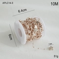 10-meter champagne gold star bead chain roll for Christmas tree and DIY decoration - Champagne Pentagram Star Beads / 10M