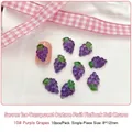 Grape shape 3D nail art charm in translucent purple resin with green leaf 10pcs - Purple Grape