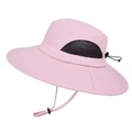 Cappello da sole rosa a tesa larga con rete traspirante e cinturino regolabile - Rosa