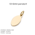 Polished 10x5mm stainless steel oval pendant tag accessory with 14K gold finish for DIY jewelry - 10x5mm / Gold
