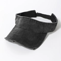 Visière de soleil en denim noir délavé vintage avec détails déchirés pour l'été - Noir Trou Délavé