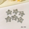 Set of 6 silver glitter star hair clips for girls, 3cm size for side bangs styling - 3# Glitter Silver Star Set of 6