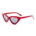 Trendy red triangle cat-eye sunglasses with dark lenses for retro street fashion - Big Red Frame White Reflective Lens
