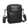 Petit sac bandoulière en cuir PU noir avec texture litchi et sangle réglable pour homme - Noir