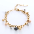 Elegante pulsera de cadena en O de acero inoxidable dorado con cuentas mate de colores - Dorado