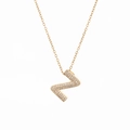 Detail view of gold-plated letter Z pendant necklace with sparkling micro-pave zircons - Letter Z