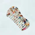 Elegant wide-tooth marble acetate comb with colorful tortoiseshell pattern for styling - Rainbow