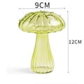 Green mushroom glass vase with ribbed texture for home decor, height 12cm width 9cm - Style 1/Light Green