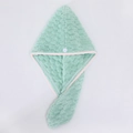 Mint green microfiber hair drying towel with pineapple grid texture and pink trim - 25x65cm Hair Drying Cap / Green