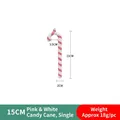 Pink and white striped Christmas candy cane prop with glitter finish, 15cm height - 15CM Pink White Candy Cane (Single)