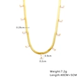 18K gold plated stainless steel snake chain necklace with rectangular zircon accents - Zircon Pave Snake Chain / N299