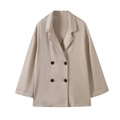 Dames losse beige double-breasted blazer met unieke kreuktextuur, maat XS - XS / Beige Jasje