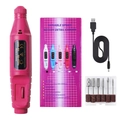 Kit fresa per unghie elettrica rosa portatile con cavo USB e punte per levigatura - Aggiornato / Rosa Rosso