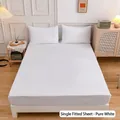 Clean white fitted sheet and matching pillowcases set for a modern bedroom interior - Pure White / Pillowcases 48*74cm