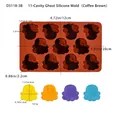 Brown 11-cavity ghost silicone mold for Halloween baking and DIY candy crafts - 11-Cavity Ghost Style (D5118-3B)