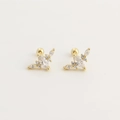 Elegant gold butterfly wing stud earrings in S925 silver with sparkling zircon stones - 925 Silver / Gold