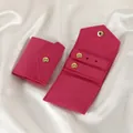 Rose red microfiber portable jewelry roll and storage pouch with gold snap closure - 14×6cm / Rose Red