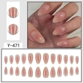 Faux ongles amande dégradé rose avec finition brillante et lot de 24 pièces - Dégradé Rose Nude à Foncé (Y-471)