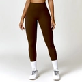 Leggings da yoga a vita alta marrone scuro con controllo della pancia e asciugatura rapida - S / Marrone Tè di Betulla