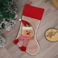 Calza natalizia con omino di pan di zenzero in juta rossa e beige per decorazione - Calza di Natale con Cappello Rosso