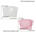 Detailed dimensions of elephant succulent planter mold with precise cm and inch labels - Small Elephant Pot Mold