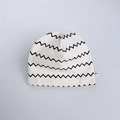 Single-layer white cotton baby beanie with black zigzag pattern and minimalist design - Wave