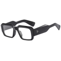 Classic square frame black sunglasses with decorative star-shaped metallic rivets - Black Frame Clear Lens