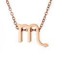 Scorpio zodiac pendant necklace in rose gold finish with polished stainless steel chain - Scorpio - Rose Gold
