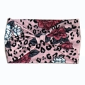 Bohemian elastic headband featuring pink leopard and floral print pattern on cotton fabric - Pink Leopard Patch