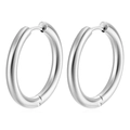 Pair of minimalist silver stainless steel hoop earrings with polished metallic finish - 3.0x18mm / Silver
