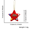 Detailed dimensions of red felt Christmas star ornament with Merry Christmas text - Star Ornament