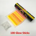 Set of 100 colorful glow sticks with connectors and storage tube for party decor - Thickened / 100 Packs