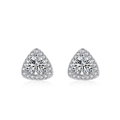Luxuriöse S925 Sterlingsilber Dreieck-Ohrstecker mit schimmernden Pavé-Set-Diamanten - Dreieck mit Runder Mitte (YGE808)