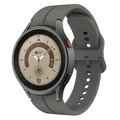 Dark grey silicone sport strap for Galaxy Watch with breathable holes and titanium case - watch5/5Pro / Space Gray